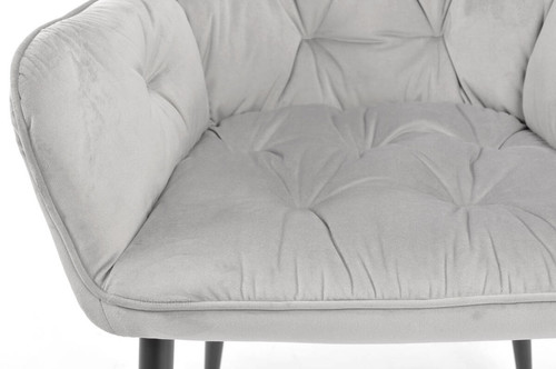 Glamour Chair with Armrests EMMA, velvet, grey