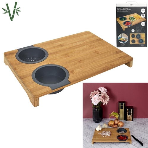 Bamboo Chopping Board with Silicone Containers