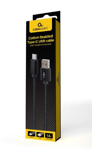 Gembird USB-A USB-C cable braid 1.8m, black