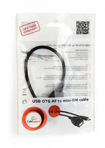 Gembird USB OTG AF to Mini-BM Cable, 0.15m