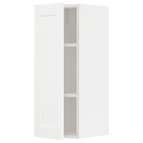 METOD Wall cabinet with shelves, white Enköping/white wood effect, 30x80 cm