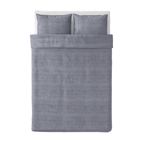 KOPPARBLAD Quilt cover and pillowcase, dark blue, 200x200/50x60 cm