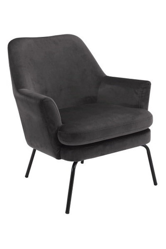 Armchair Chisa, velvet, dark grey