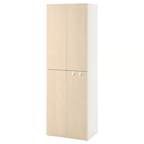 SMÅSTAD / PLATSA Wardrobe, white birch, with 2 clothes rails, 60x40x180 cm