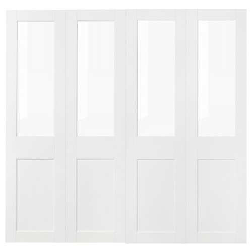 GRIMO Pair of sliding doors, glass/white, 200x201 cm