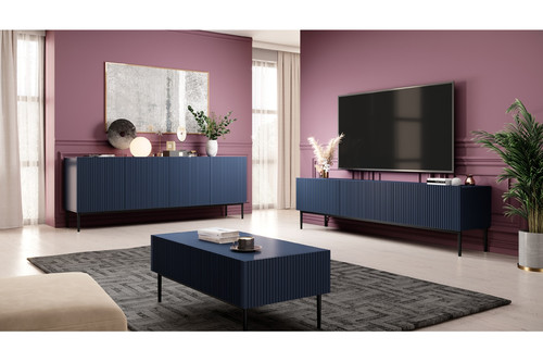 TV Cabinet Nicole 200 cm, dark blue/black legs