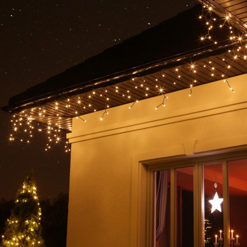 Christmas LED Lighting Curtain Icicles 200 LED 9.6m, warm white, outdoor