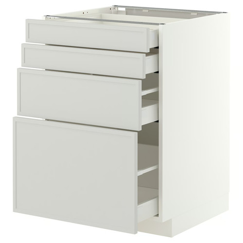 METOD/MAXIMERA Base cab 4 frnts/4 drawers, white/Aspudden light grey, 60x60 cm