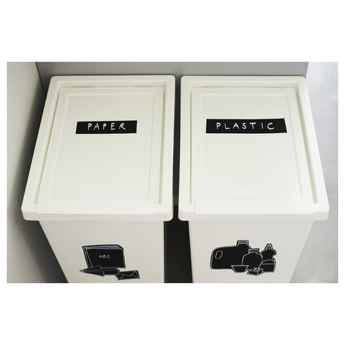 FILUR Bin with lid, white, 42 l