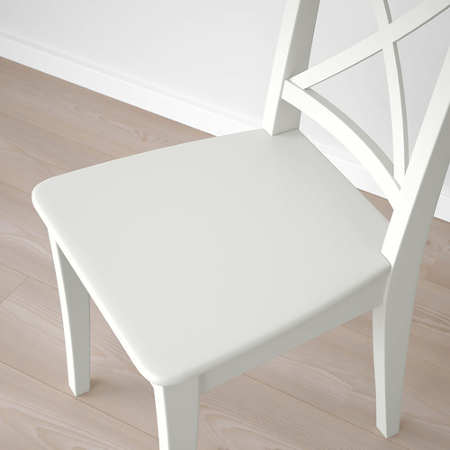 DANDERYD/INGOLF Table and 2 chairs, oak veneer white/white, 74/134x80 cm