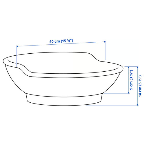 VÄSTERSJÖN Countertop wash-basin w water trap, white, 40x14x9 cm