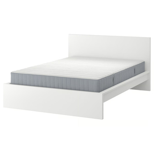 MALM Bed frame with mattress, white/Valevåg extra firm, 160x200 cm