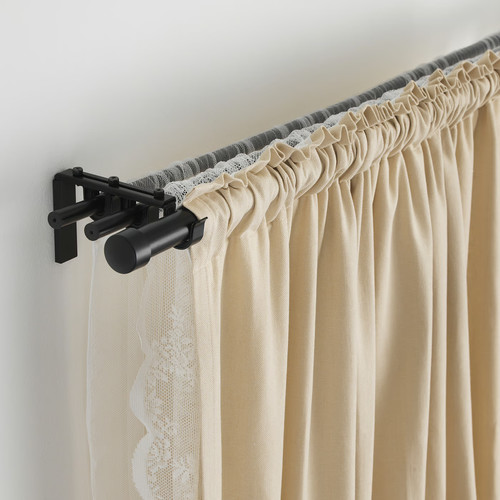 RÄCKA Curtain rod, black, 210-385 cm