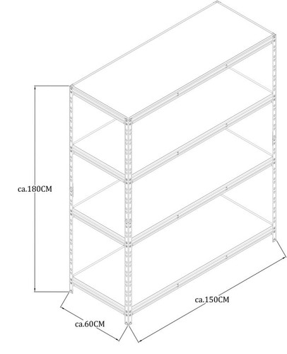 Metal Shelving Unit 180 x 150 x 6 cm 4 Shelves 300 kg, black