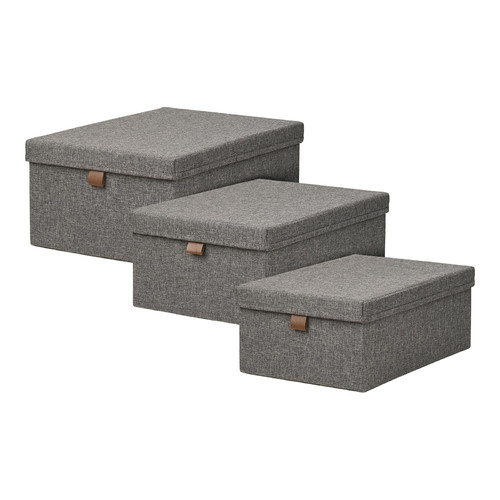 Set of 3 Storage Boxes Dark Gray