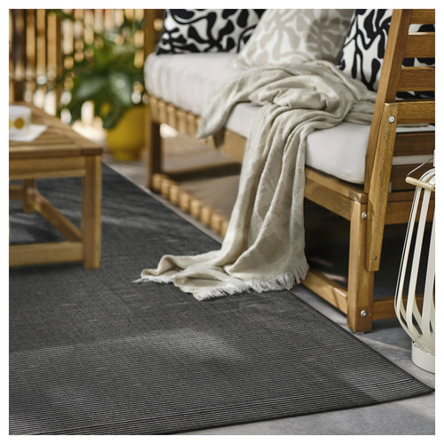 LUFTFARTYG Rug flatwoven, in/outdoor, black/stripe, 160x230 cm
