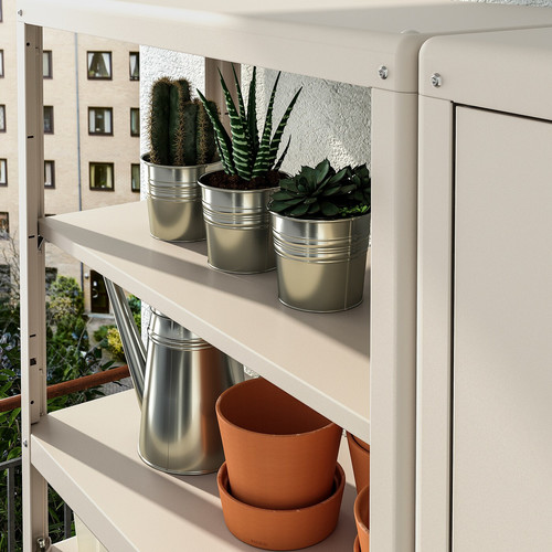 KOLBJÖRN Shelving unit with 2 cabinets, beige, 171x37 cm