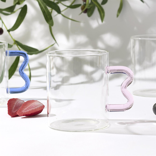Glass Mug Borosilicate 350ml, pink