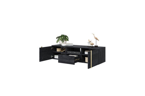 Wall-Mounted TV Cabinet Verica 150 cm, charcoal/gold handles