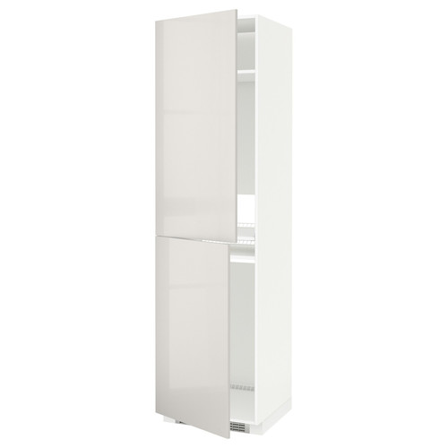 METOD High cabinet for fridge/freezer, white, Ringhult light grey, 60x60x220 cm