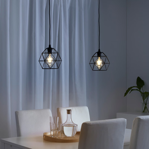 BRUNSTA / HAVSDJUP Pendant lamp, black, 20 cm