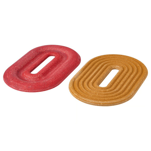 ELDSTJÄRT Pot stand, set of 2, oval/light brown red, 26x16 cm