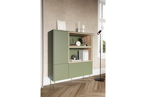 High Cabinet with 2 Doors & Drawer Desin 120, olive/nagano oak