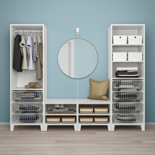 PLATSA Wardrobe with 4 doors, white/Fonnes white, 240x57x191 cm