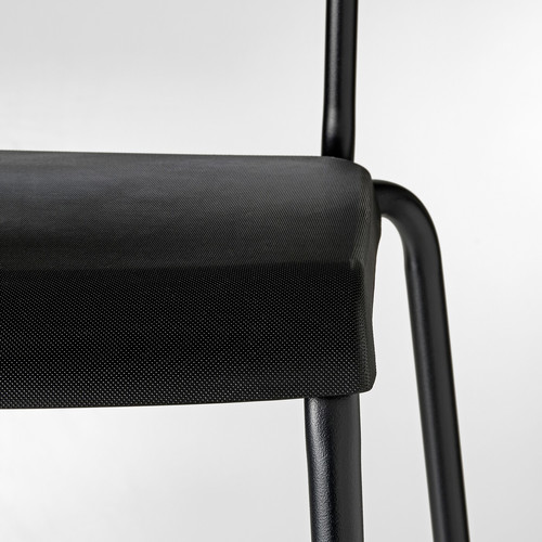 STIG Bar stool with backrest, black/black, 63 cm