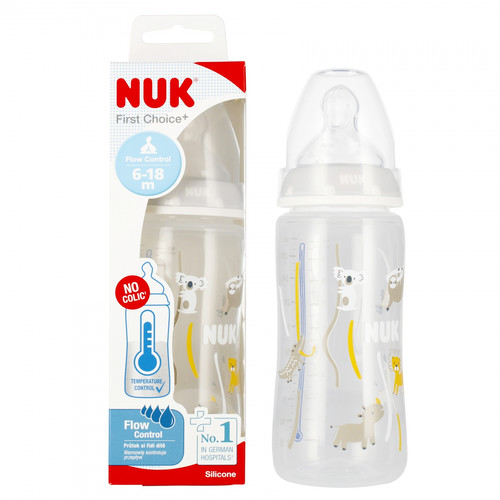 NUK First Choice Plus Baby Bottle with Temperature Control 300ml 6-18m, grey