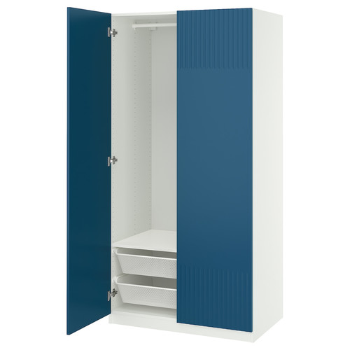 PAX / FYRUDDEN Wardrobe combination, white/blue, 100x60x201 cm