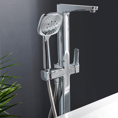 GoodHome Standing Bath Tap Teesta, silver