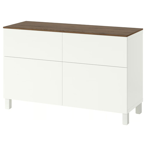 BESTÅ Storage combination w doors/drawers, white/Lappviken/Stubbarp white, 120x42x75 cm