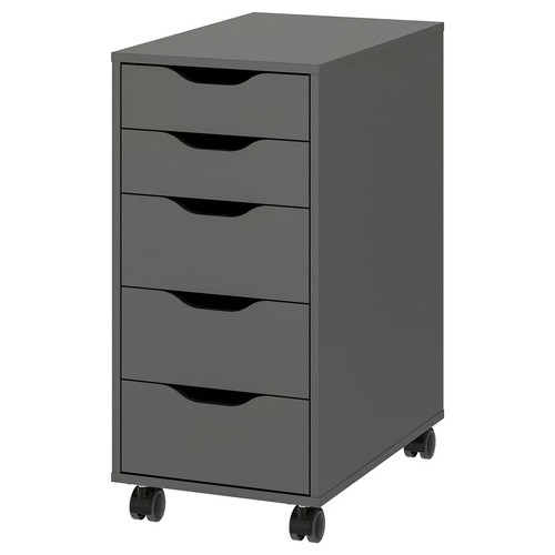 ALEX Drawer unit on castors, dark grey/black, 36x76 cm