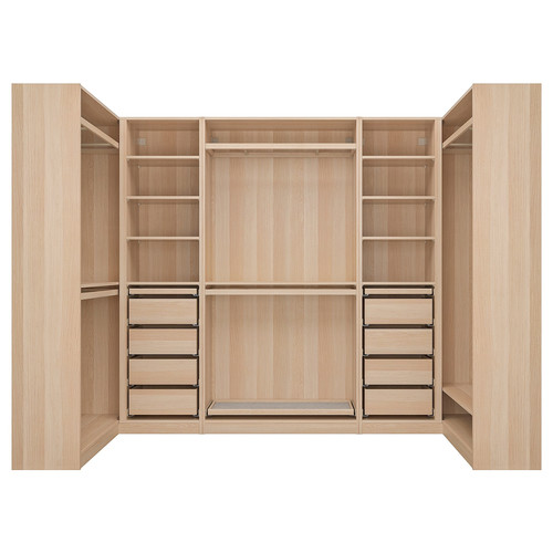 PAX Corner wardrobe, white stained oak effect, 113/276/113x201 cm