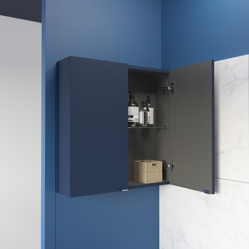 GoodHome Bathroom Wall Cabinet Imandra 60 x 60 x 15 cm, matt dark blue