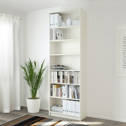 BILLY Bookcase with height extension unit, white, 80x40x237 cm