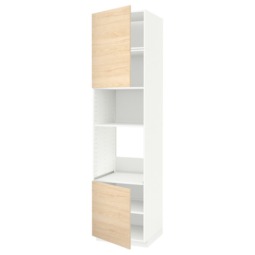 METOD Hi cb f oven/micro w 2 drs/shelves, white/Askersund light ash effect, 60x60x240 cm