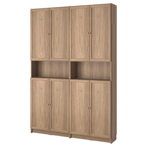 BILLY / OXBERG Bookcase w height extension ut/drs, oak effect, 160x30x237 cm