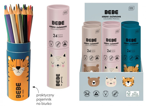 Bebe Coloured Pencils 1 set x 24 Colours, assorted