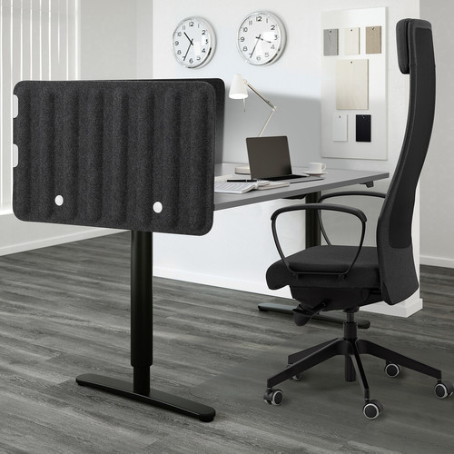 EILIF Screen for desk, dark grey, 160x48 cm
