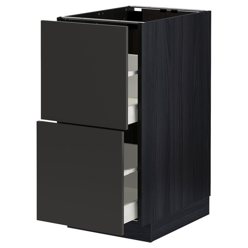 METOD / MAXIMERA Base cb 2 fronts/2 high drawers, black/Nickebo matt anthracite, 40x60 cm