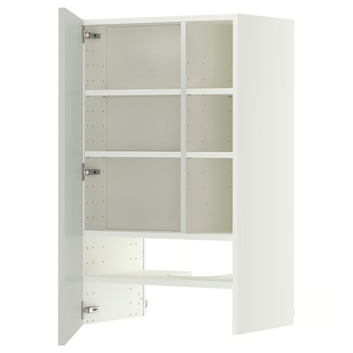 METOD Wall cb f extr hood w shlf/door, white/Aspudden light grey, 60x100 cm