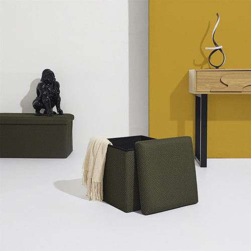 Folding Storage Pouffe Vels Atom, khaki