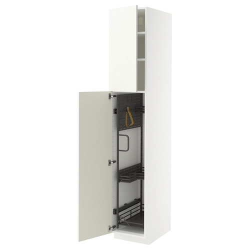 METOD High cabinet with cleaning interior, white/Vallstena white, 40x60x220 cm