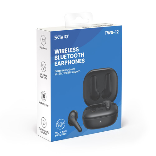 Savio Wireless Headphones Earphones TWS12