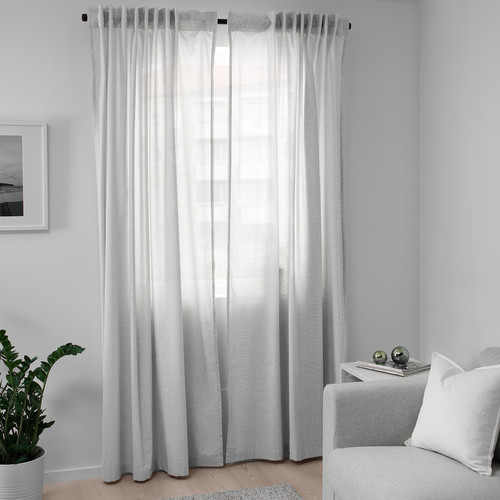 HANNALILL Curtains, 1 pair, grey, 145x300 cm