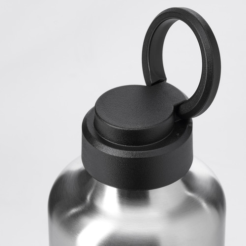 ENKELSPÅRIG Water bottle, stainless steel/black, 0.7 l