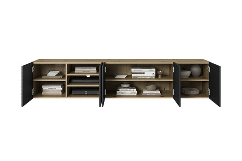 Wall-Mounted TV Cabinet Asha 200 cm, artisan/matt black