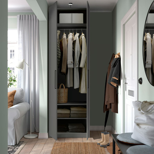 PAX / FORSAND Wardrobe combination, dark grey/dark grey, 75x60x236 cm